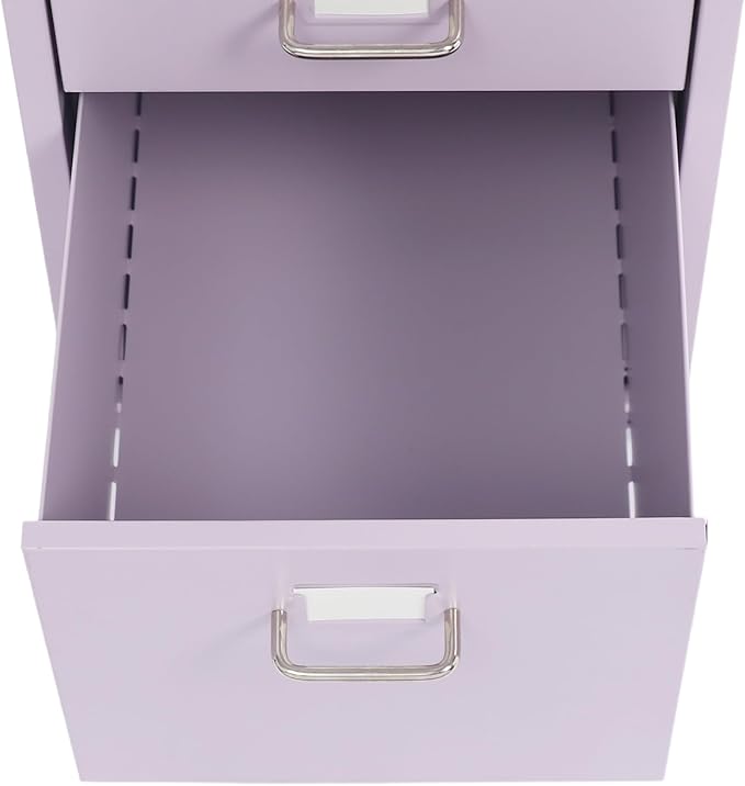 Filing Cabinet with 3 Drawers, Mobile Filing Cabinet with Practical Label Slot, 16 * 11 * 18.9 in Metal Storage Cabinet with Wheels for Home and Office (Purple)