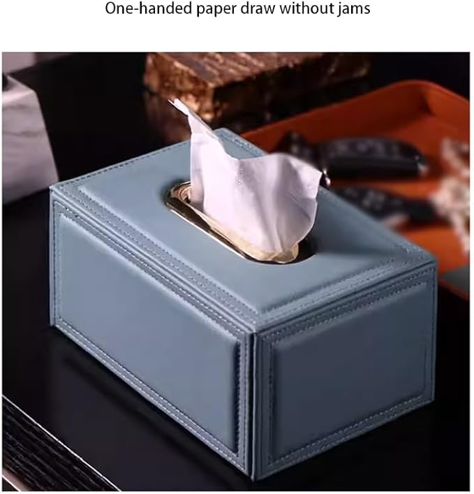 Stylish Tissue Box Home Use Tissue Box Holder and Modern Leather Tissue Box for Bathroom Bedroom Vanity Night Stands Office Car Home Gift Modern Tissue Box (Color : White) (Blue)