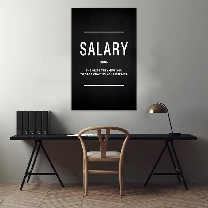Inspirational Entrepreneur Quotes Wall Art Salary Noun Motivational Painting Prints on Canvas Modern Inspiring Posters Prints Artwork Home Decorations for Living Room Office Framed (28" Wx44 H)