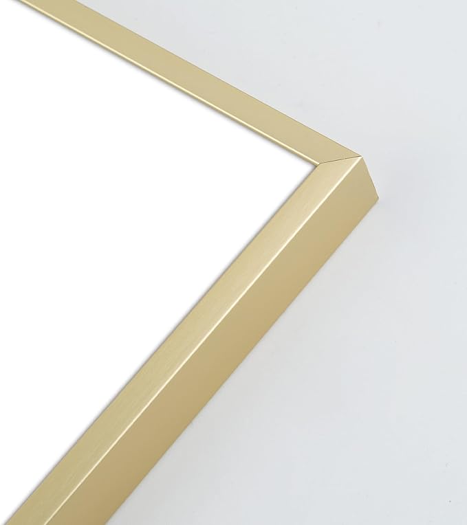 Golden State Art 11x17 Picture Frame 6 Pack - Soft Gold Aluminum Photo Frames With 8x12 Mats and Real Glass Cover - Elegant Minimalist Wall Gallery Frames for Home or Office Decor