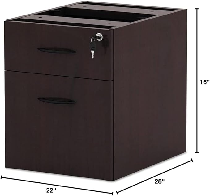 Alera Valencia Series 16 by 22 by 22-Inch 3/4 Box and File Pedestal, Mahogany