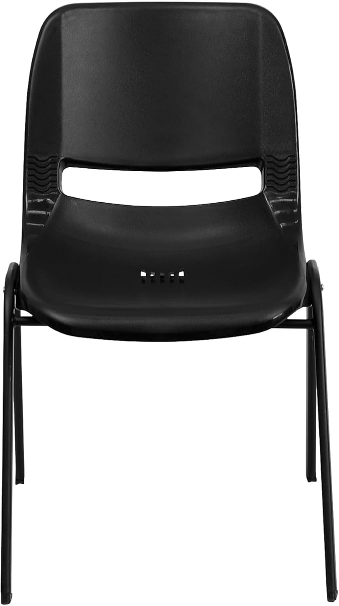 Flash Furniture HERCULES Series 440 lb. Capacity Kid's Black Ergonomic Shell Stack Chair with Black Frame and 12" Seat Height (17"D x 13.88"W x 22"H), Set of 1