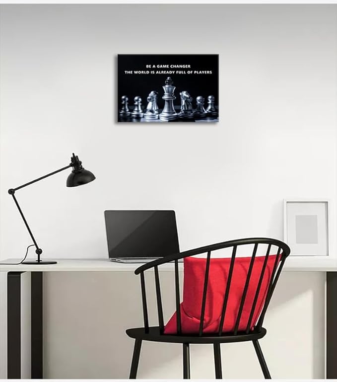 Inspirational Wall Art Be A Game Changer The World Is Already Full Of Players Motivational Chess Posters Pictures Office Wall Decor Print Canvas Painting Home Living Room Decor Framed [12''W X 18''H]