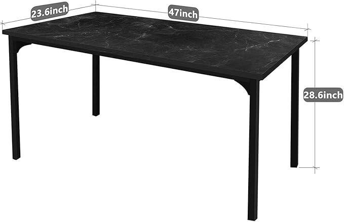 Office Desk 47 Inch Home Office PC Desk for Working Studying Writing or Gaming Modern Minimalist Laptop Workstation Writing Desk, Stable Black Steel Tube Frame Study Writing PC Desk (Color : B)