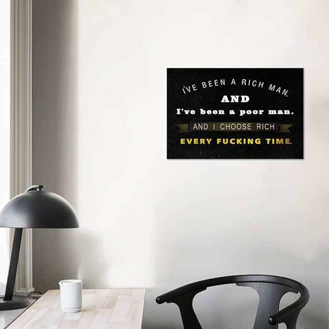 Motto Inspirational Wall Art Motivational Canvas Painting Pictures Inspiring Entrepreneur Quotes Posters Prints Artwork Home Office Decorations Framed (12”Hx16”W)