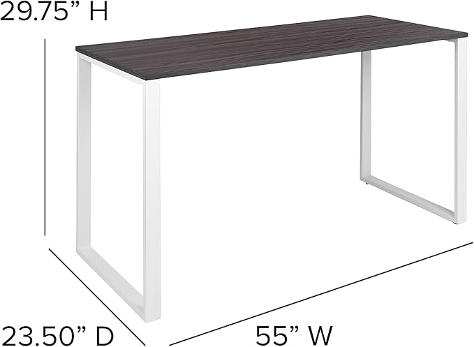 Flash Furniture Kimberly Modern Commercial Grade Desk Industrial Style Computer Desk Sturdy Home Office Desk - 55" Length (Rustic Gray)