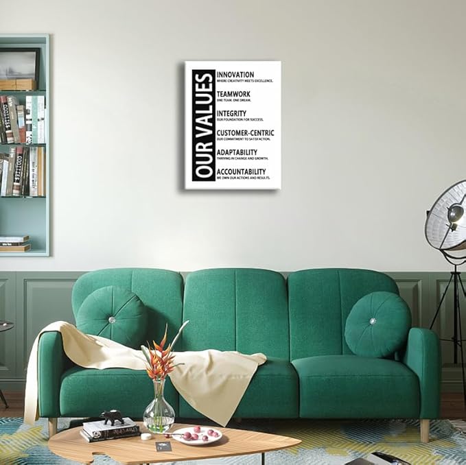 Inspirational Canvas Wall Art Motivational Entrepreneur Quote Success Poster Our Values Painting Print Artwork Inspiring Office Wall Decor Living Room Library Gym Frame Ready to Hang[18''W x 24''H]