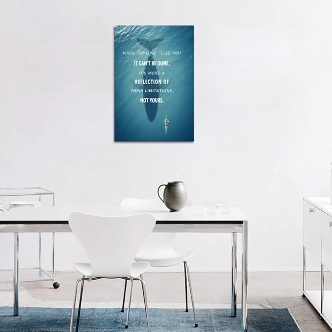 Yatsen Bridge Inspirational Wall Art Creative Ocean Challenge Limitation Canvas Painting Modern Success Inspiration Motivation Motto Quote Posters Prints Artwork Home Offce Decor Framed (24x36 in)