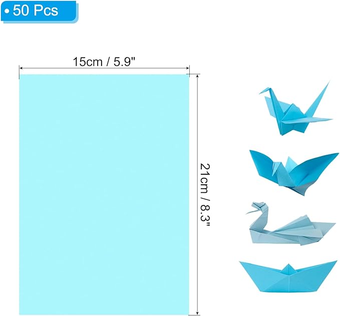 PATIKIL Light Blue Colored Copy Paper, 50 Sheets 8.3x5.9" A5 19lb/70gsm Double Sided Colorful Print Paper Bulk Sheet DIY Craft Art Projects Supplies for Printer Origami