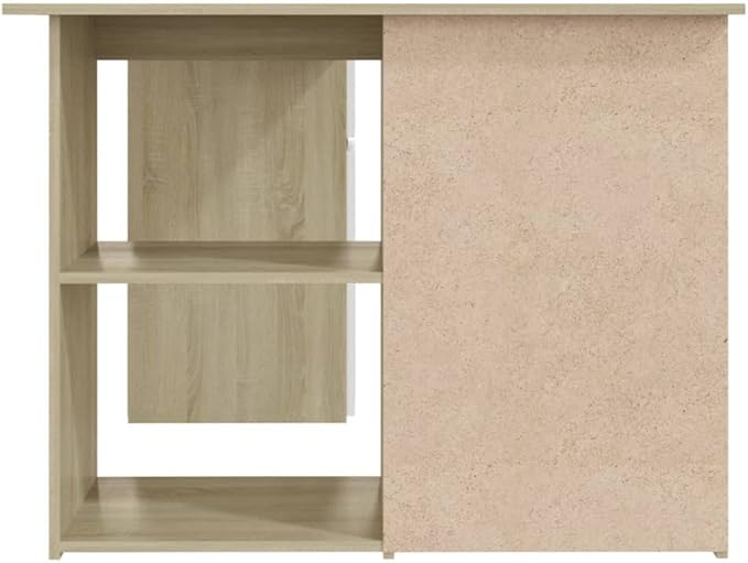 L Shaped Corner Desk Modern Writing Computer Desk, Home Office Desk Writing Study Table PC Desk Workstation for Bedroom, White and Sonoma Oak 57.1"x39.4"x29.9" Engineered Wood(F)