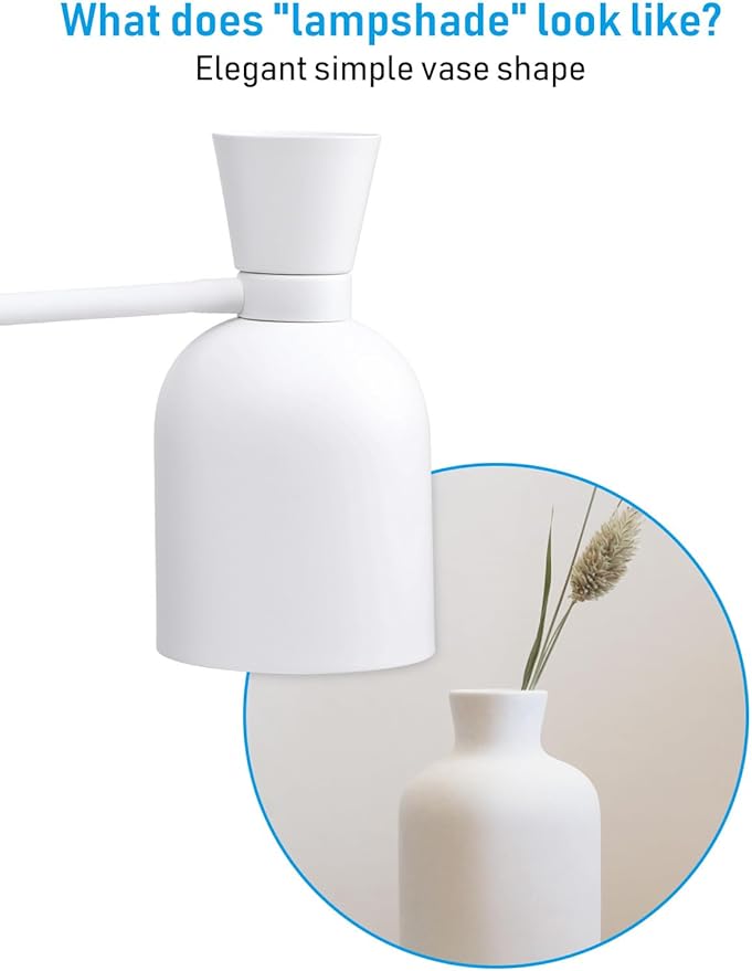 TORCHSTAR Metal Desk Lamp Aesthetic, Vase Shape Design, E26 Base, Max 60W Modern Goose Neck Task Desk Lamp with On/Off Switch, White, for Bedroom, Nightstand, Home Office, Bulb Not Included