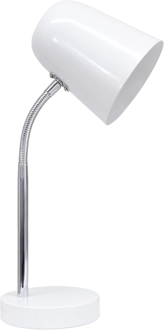 Simple Designs LD1075-OFF 15.28" Sleek Essentials Minimalist Metal Desk Task Lamp, for Office, Desk, Nightstand, Dorm, Off White