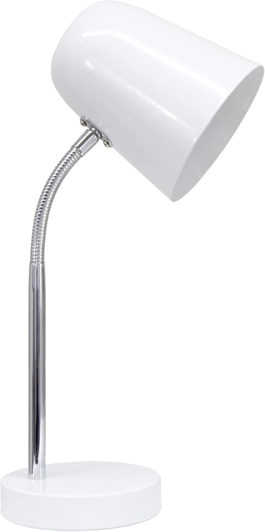 Simple Designs LD1075-OFF 15.28" Sleek Essentials Minimalist Metal Desk Task Lamp, for Office, Desk, Nightstand, Dorm, Off White