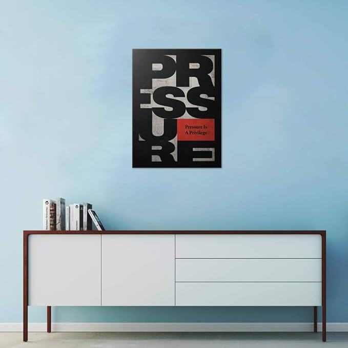 Yatsen Bridge Office Wall Art Pressure is a Privilege Inspirational Picture Motivational Quote Painting for Living Room 1 Panel Canvas Artwork Modern House Decorations Ready to Hang - 18x24 inches