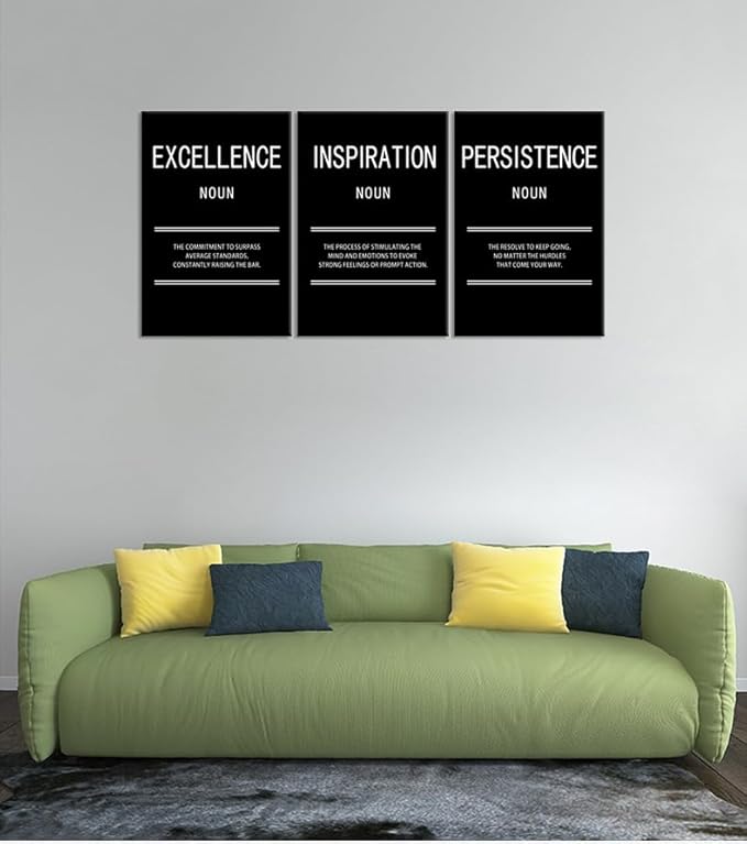 Inspiration Excellence Persistence Inspirational Canvas Wall Art Creation Motivational Poster Painting Modern Inspiring Artwork for Office Home Living Room Stretched and Framed[48''Wx 24''H]