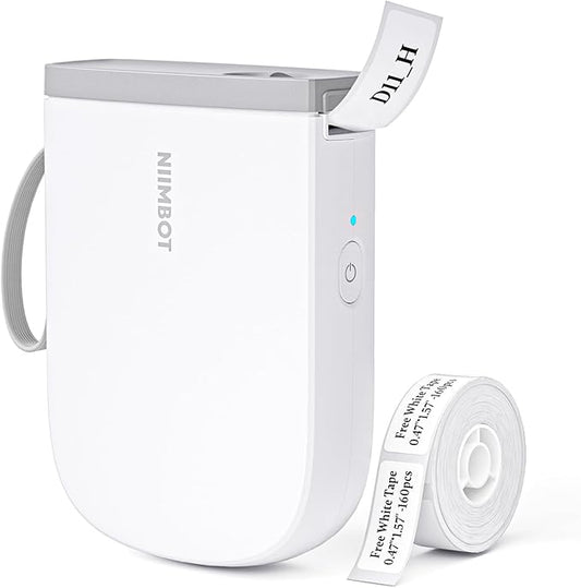 NIIMBOT 300 DPI D11 Label Maker Machine with 1 Tape, Mini Portable Label Printer, Bluetooth Thermal Label Printer Sticker Labeler for Office Home Kitchen School Organization, White