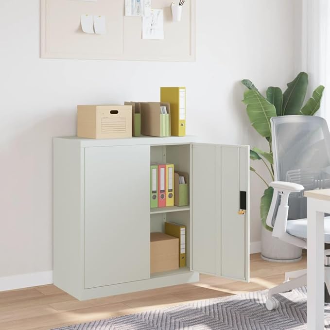 vidaXL File Cabinet Light Grey Powder-Coated Steel Medium File Cabinet