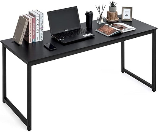 CAPHAUS 63 Inch Computer Desk for Home Office & Gaming, Large Workstation for Small Spaces, with Steel Frame, P2 Board, Easy Assembly, Black