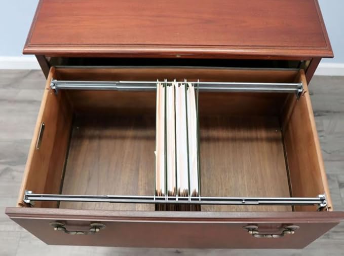 Adjustable Universal File Bar with Clips – Fits Metal or Wood File Cabinets – Heavy-Duty Hanging Rail Set with Mounting Hardware