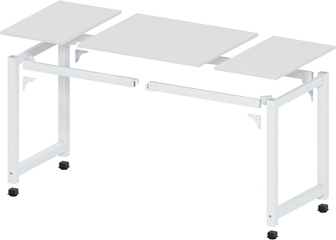 NSdirect Large Office Desk for Home Office, Large 63” Computer Desk Table, Wide Writing Study Desk for 2 Person, Metal Sturdy Frame Thicker Steel Legs,Warm White