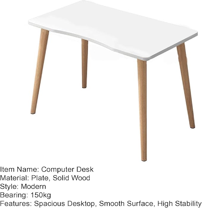 Computer Desk Computer Writing Desk Style Desk Ergonomic Arc Design for Home Office Study PC Work Writing Table (White)