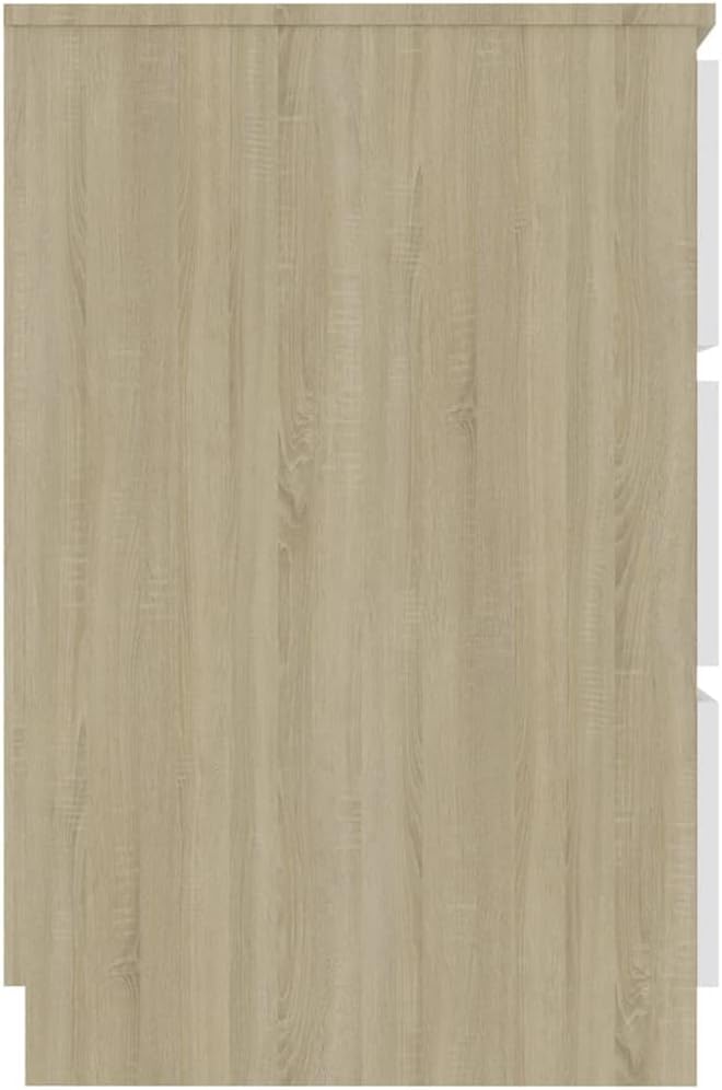Modern Writing Computer Desk with 6 Drawers, Home Office Desk Writing Study Table PC Desk Workstation for Bedroom, White and Sonoma Oak 55.1"x19.7"x30.3" Engineered Wood(D)