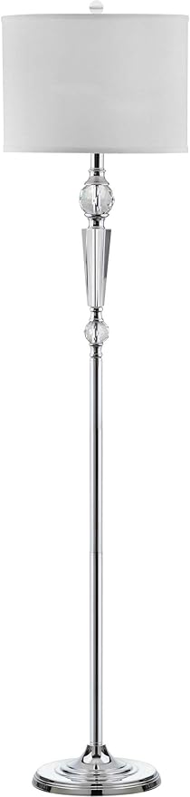 SAFAVIEH Lighting Collection Savannah Clear Crystal/ Chrome 60-inch Living Room Bedroom Home Office Standing Floor Lamp (LED Bulb Included)