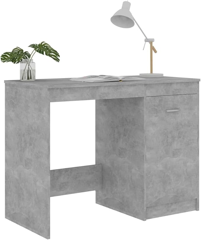 Modern Writing Computer Desk, Home Office Desk Writing Study Table PC Desk Workstation for Bedroom, Concrete Gray 39.4"x19.7"x29.9" Engineered Wood(J)