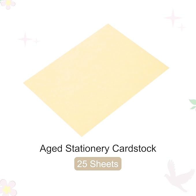25 Sheets Parchment Paper Aged Look Stationery 200GSM Vintage Paper Sheet, [for Certificate, Invitation, Envelope] - 8.5 x 11 Inch/Grey Yellow