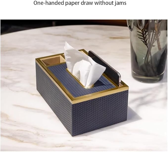 Stylish Tissue Box Rectangular Tissue Box Holder and Modern Leather Tissue Box for Bathroom Bedroom Vanity Night Stands Office Car Home Modern Tissue Box (Color : BlueA) (Blue)