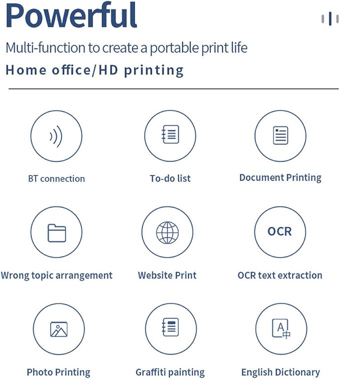 A4 Portable Paper Printer Thermal Printing Wireless BT Connect Compatible with iOS and Android Mobile Photo Printer Port 210mm Wide for Outdoor Travel Home Office Printing Sketches Reports