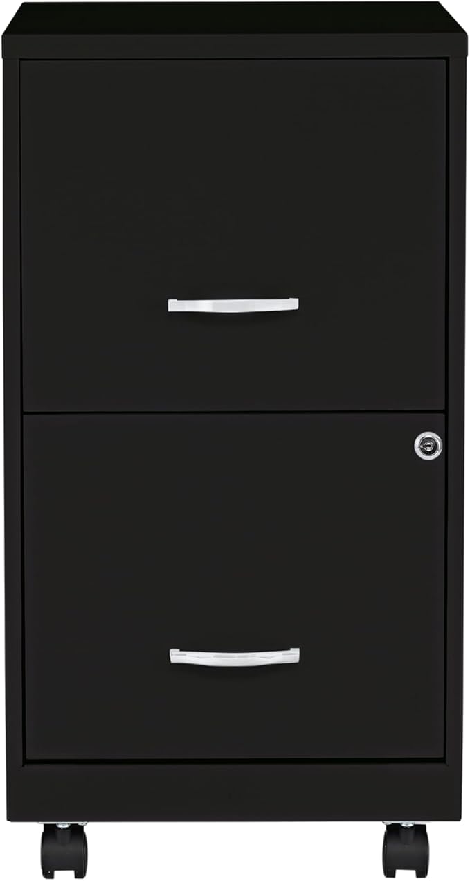Lorell 2-Drawer Mobile File Cabinet, 14.2" x 18" x 26.5", Black