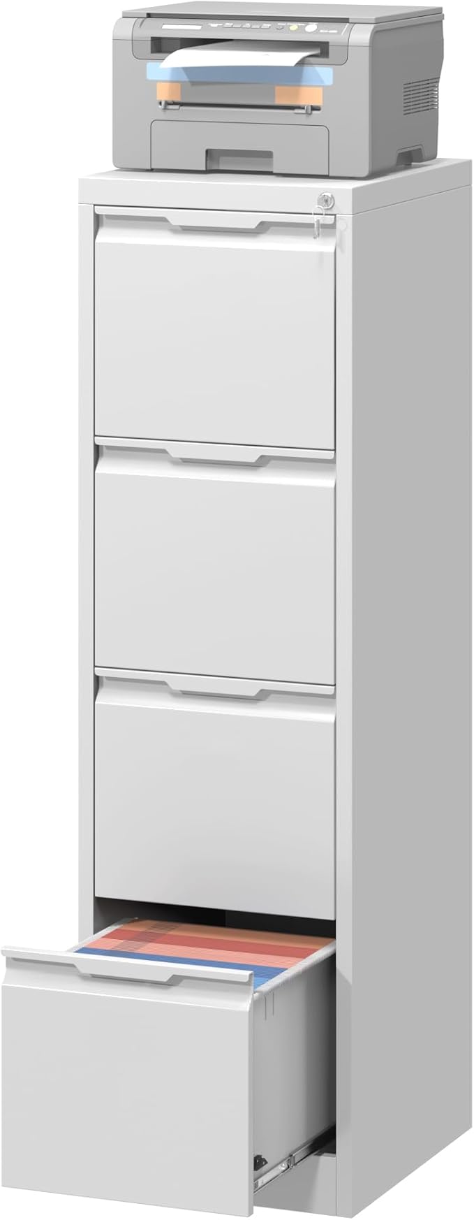 4 Drawer File Cabinet,Metal Vertical File Storage Cabinet with Lock,Filing Cabinets for Home Office,A4 Legal/Letter, Assembly Required(White)