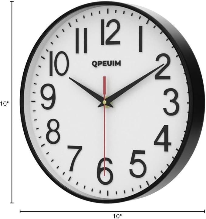 Wall Clock Wall Clocks Silent Non-Ticking Battery Operated Large Easy to Read with Stereoscopic Dial Ultra-Quiet Movement Quartz for Office Classroom School Home Kitchen