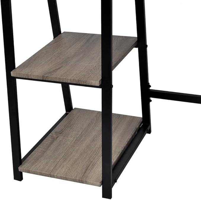 Writing Table Computer Desk, Home Office Study Desk with 2-Tier Shelves, Industrial Simple Style PC Gaming Desk Workstation for PC Laptop Notebook, Gray