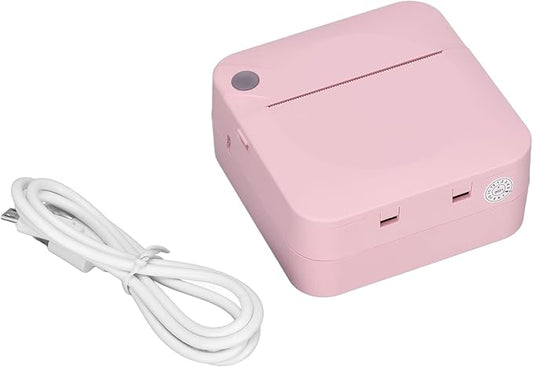 Tyenaza Mini Printer 200DPI Thermal Paper Ergonomic Design Rechargeable Battery Safe Stable Portable Printer for Home Office (Pink)