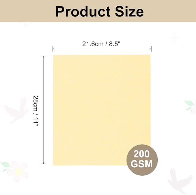 25 Sheets Parchment Paper Aged Look Stationery 200GSM Vintage Paper Sheet, [for Certificate, Invitation, Envelope] - 8.5 x 11 Inch/Grey Yellow