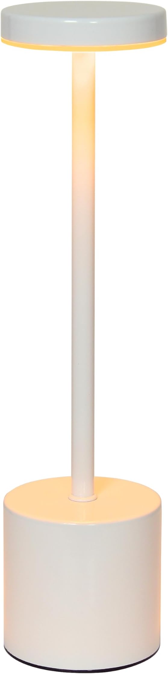 Simple Designs LD1083-WHT 12.75" Mushroom Magic Disc Dimming & Rechargeable Cordless 4-Way Touch Sensor Stick Desk Lamp, White