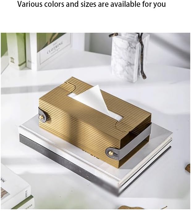 Stylish Tissue Box Car Tissue Box Rectangle Napkin Box Holders and Modern Desktop Decoration for Bathroom Vanity Countertops Offices Gift Modern Tissue Box (Color : Gold, Size : Large) (Gold Small)