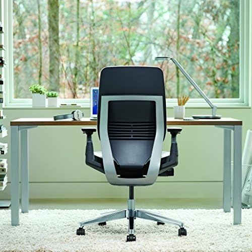 Steelcase Gesture Office Chair - Cogent Connect Scarlet Red Upholstered Wrapped Back Black Frame Medium Seat Black Seat/Back/Arms Hard Floor Caster Wheels