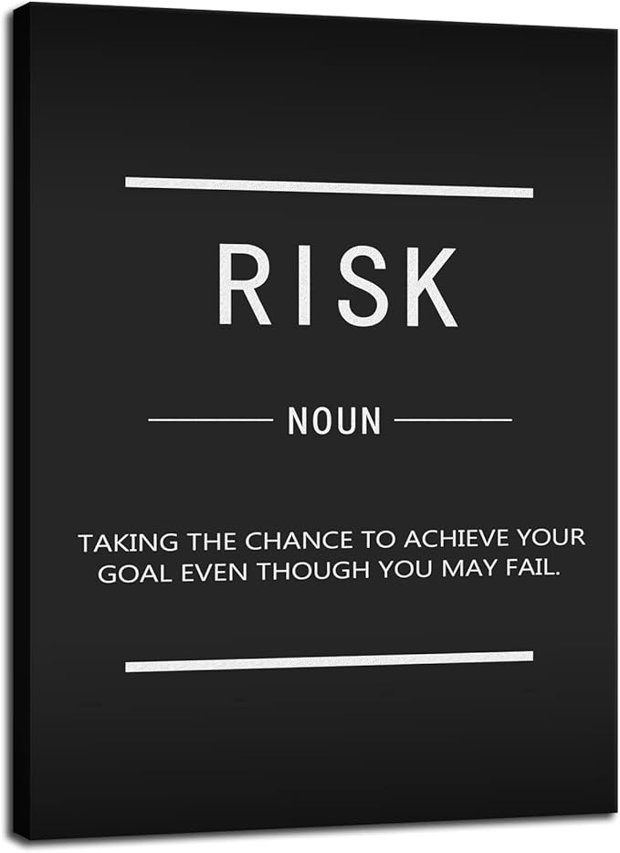Inspirational Canvas Wall Art Risk Noun Motivational Entrepreneur Quotes Inspiring Picture Canvas Painting Poster Print Artwork Office Decoration Wooden Frame Ready to Hang[30″W X 40′'H]