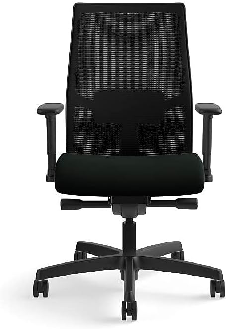 HON Ignition 2.0 Mesh/Vinyl Mid-Back Task Chair, Adjustable Arms, Black (HON12M2AMLU10TK) (HONI2M2AMLU10TK)
