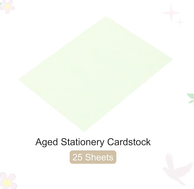 25 Sheets Parchment Paper Aged Look Stationery 200GSM Vintage Paper Sheet, [for Certificate, Invitation, Envelope] - 8.5 x 11 Inch/Light Green