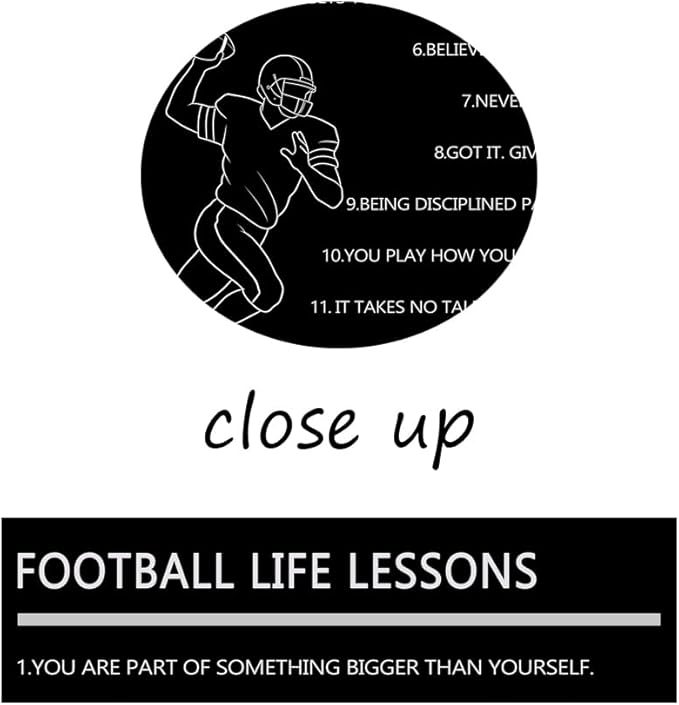 Inspirational “Football Life Lessons” Wall Art Motivational Sports Quotes Poster Canvas printed poster for Boys Bedroom Gym Office Framed [30" W X 40" H]