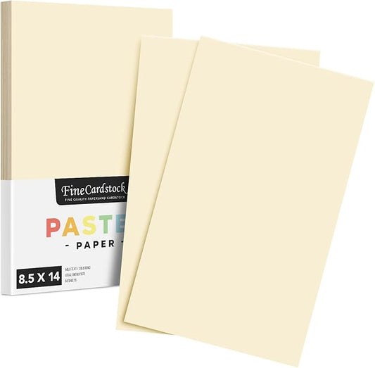 Cream - Color Paper 20lb. Size 8.5 X 14 Legal/Menu Size 50 Per Pack