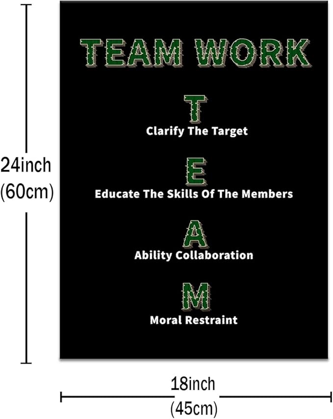 Team Work Motivational Wall Art Poster Print Inspirational Entrepreneur Quotes Printed on Canvas Painting Painting Wall Decor Artwork for Living Room School Gym Stretched and Framed [18''Hx24''W]
