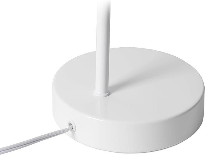 Simple Designs LD1079-WHT 16" Sleek Essentials Metal Looped Desk Task Lamp with Adjustable Shade, for Office, Desk, Nightstand, Dorm, White