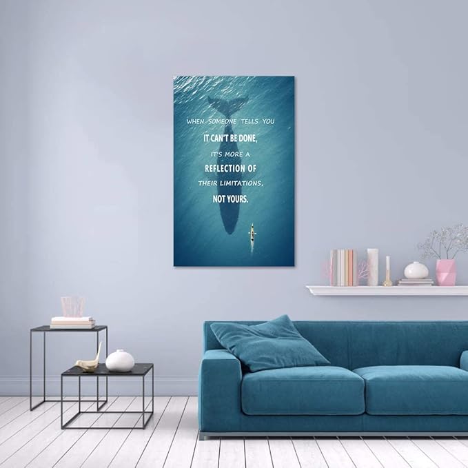 Inspirational Wall Art Creative Ocean Challenge Limitation Pictures Motivational Entrepreneur Quote Painting on Canvas Modern Motto Posters Prints Artwork Decor for Living Room Office (28" Wx44 H)