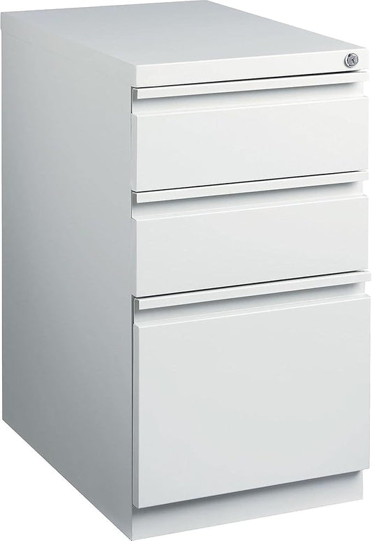 STAPLES 3-Drawer Vertical File Cabinet, Letter Size Documents, Lockable & Mobile, 23" D x 15" W x 27.75" H, Light Gray