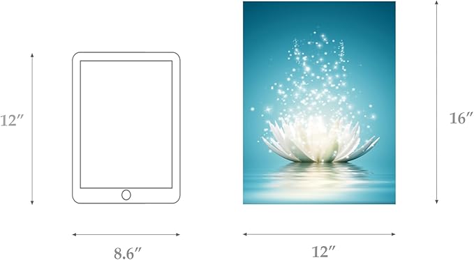 Canvas Prints Wall Art Lotus Flower Pictures Bathroom Decor Zen Painting Spa Photo Artwork Framed for Spiritual Meditation Yoga Room Ready to Hang 12 x 16inch